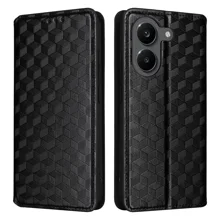 Phone Case  For Xiaomi Poco X8 Pro 5G  /  Redmi Turbo 5 5G Wallet Rhombus Imprinted PU Leather Protection Phone Cover - Black