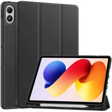 For Xiaomi Poco Pad M1 / Redmi Pad 2 Pro Stand Case Shock-Absorbent Leather Tablet Cover with Pen Slot - Black