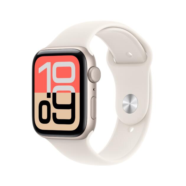 Apple Watch SE (3nd generation) SE 3 GPS 44mm Starlight Aluminium Case with Starlight Sport Band - M/L