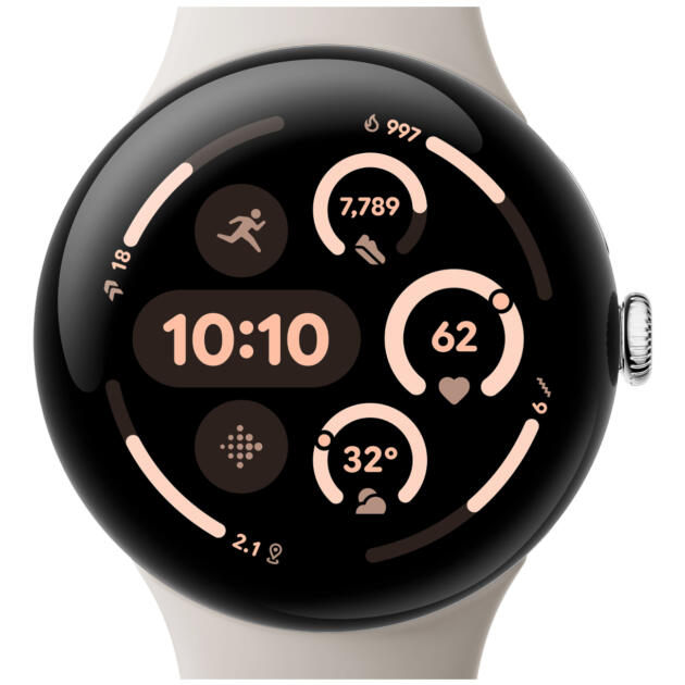 Google Pixel Watch 3 AMOLED 45 mm Digital Touchscreen Silver Wi-Fi GPS (satellite)