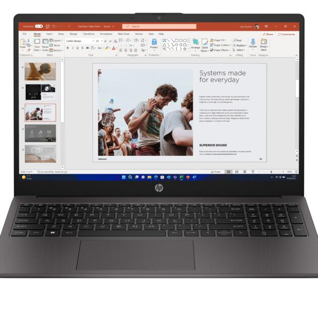 HP 255 G10 AMD Ryzen™ 5 7530U Laptop 39.6 cm (15.6") Full HD 8 GB DDR4-SDRAM 256 GB SSD Wi-Fi 6 (802.11ax) Windows 11 Home Black