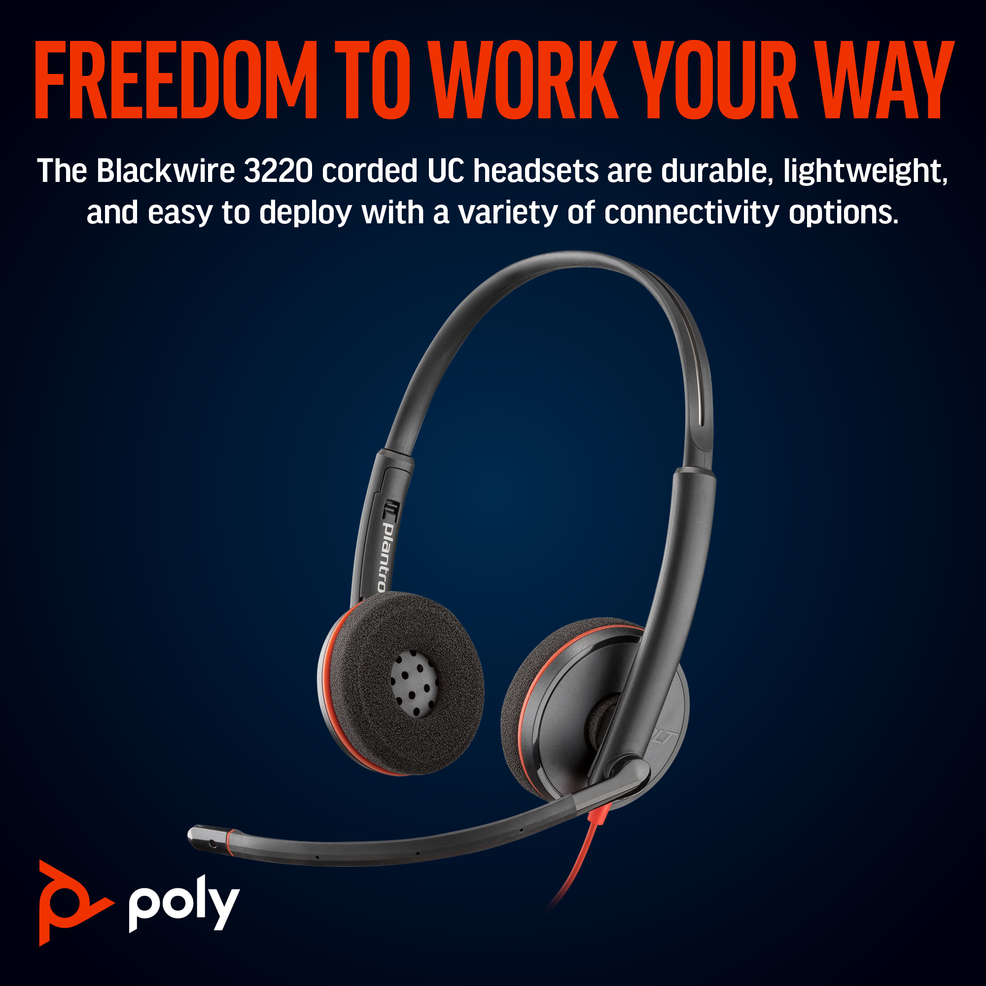 HP Poly Blackwire 3220 Stereo USB-C Headset +USB-C/A Adapter